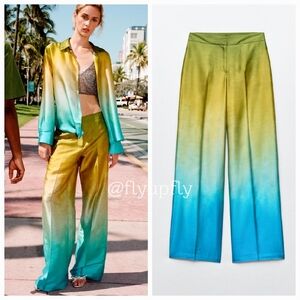 Zara satin effect wide leg pants NWT